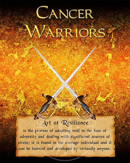 Swords crossed above definition of resilience on parchment , gold grunge background.