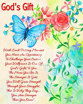 Watercolor butterfly on flowers with inspirational words.